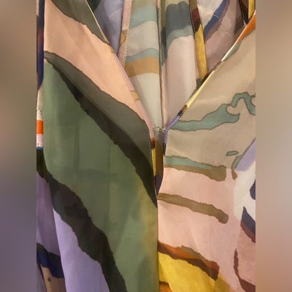 H&M Studio Collection Multicolor Rainbow Silk Maxi Balloon Sleeve Dress - Picture 7 of 8